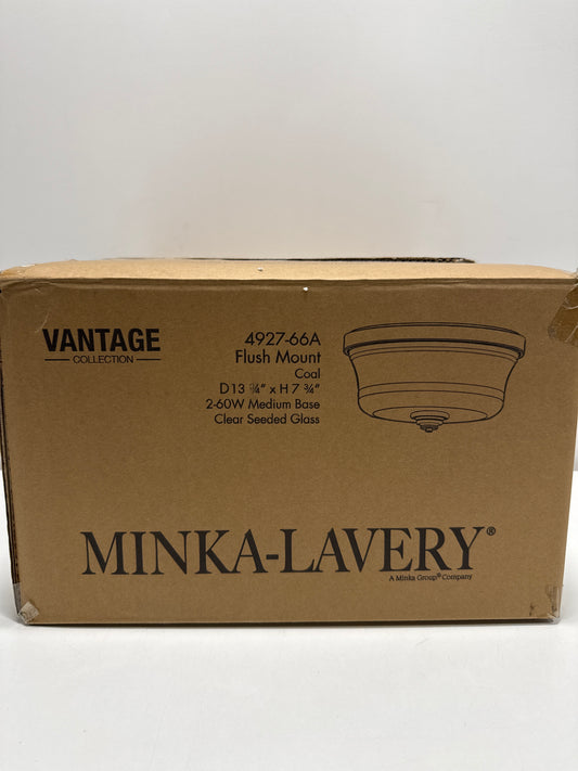 Minka Lavery 4927-66A Shyloh Flush Mount, 2-Light, 120 Total Watts, 13.75-in H x 7.75-in W, Coal Black