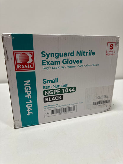 Intco Basic Medical BLACK Nitrile Exam Gloves, 5 Mil,- Latex-Free & Powder-Free, Case of 1000