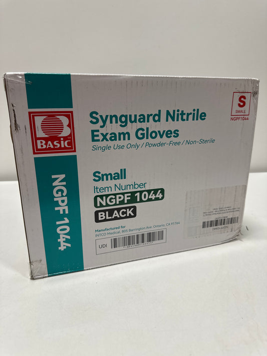 Intco Basic Medical BLACK Nitrile Exam Gloves, 5 Mil,- Latex-Free & Powder-Free, Case of 1000