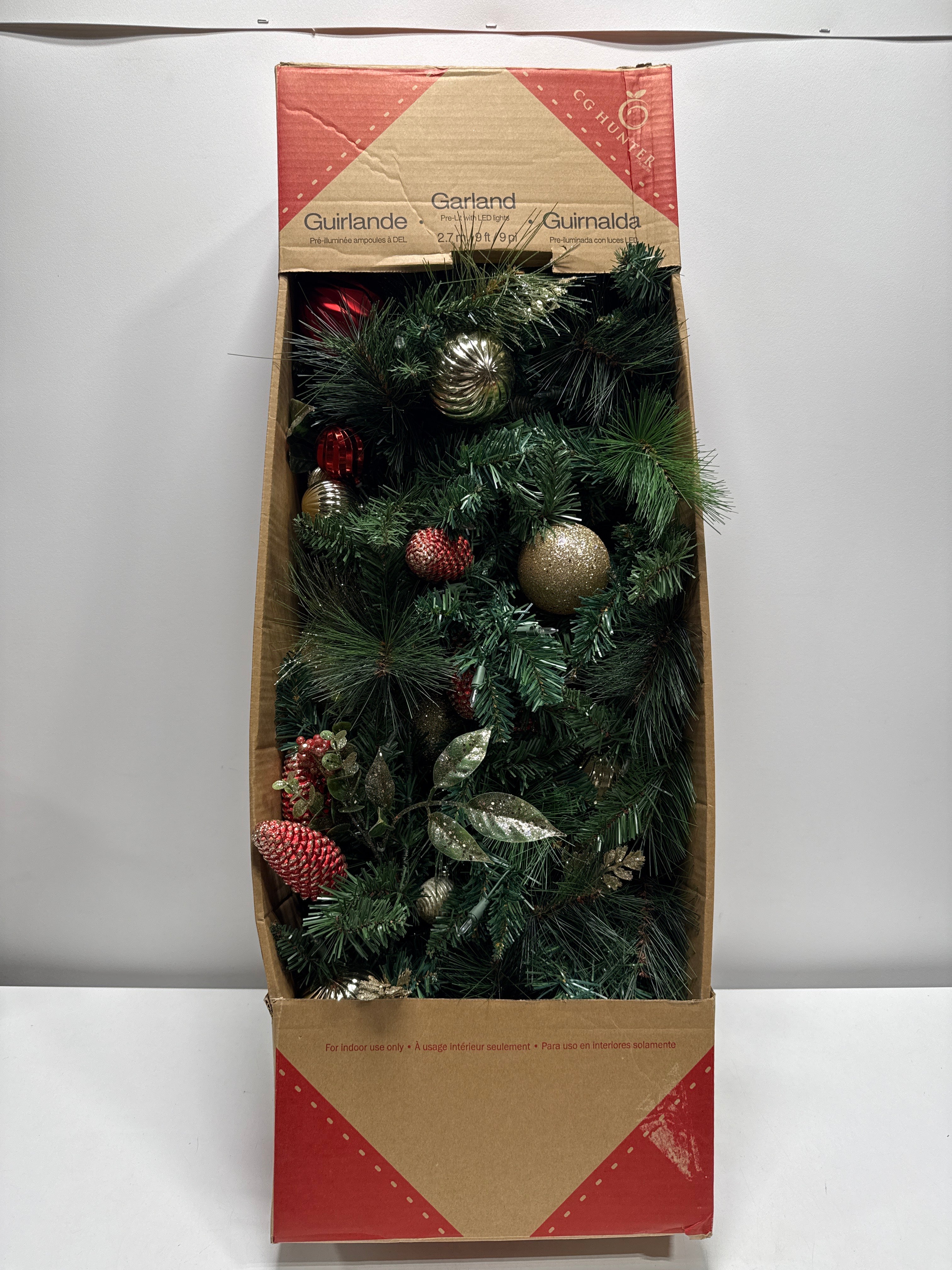 Kirkland 9’ Decorated Garland with Pre-Lit Micro LED LIghts Assorted Colors - *Christmas & Seasonal