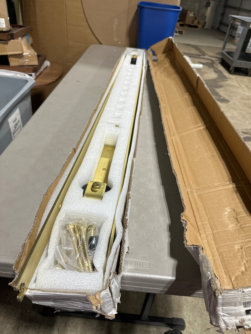 Scratch Miseno MBDH0005X120 120’’ Bent Strap Barn Door Hardware Kit Champagne Brass Sliding Door - *Tools Hardware &