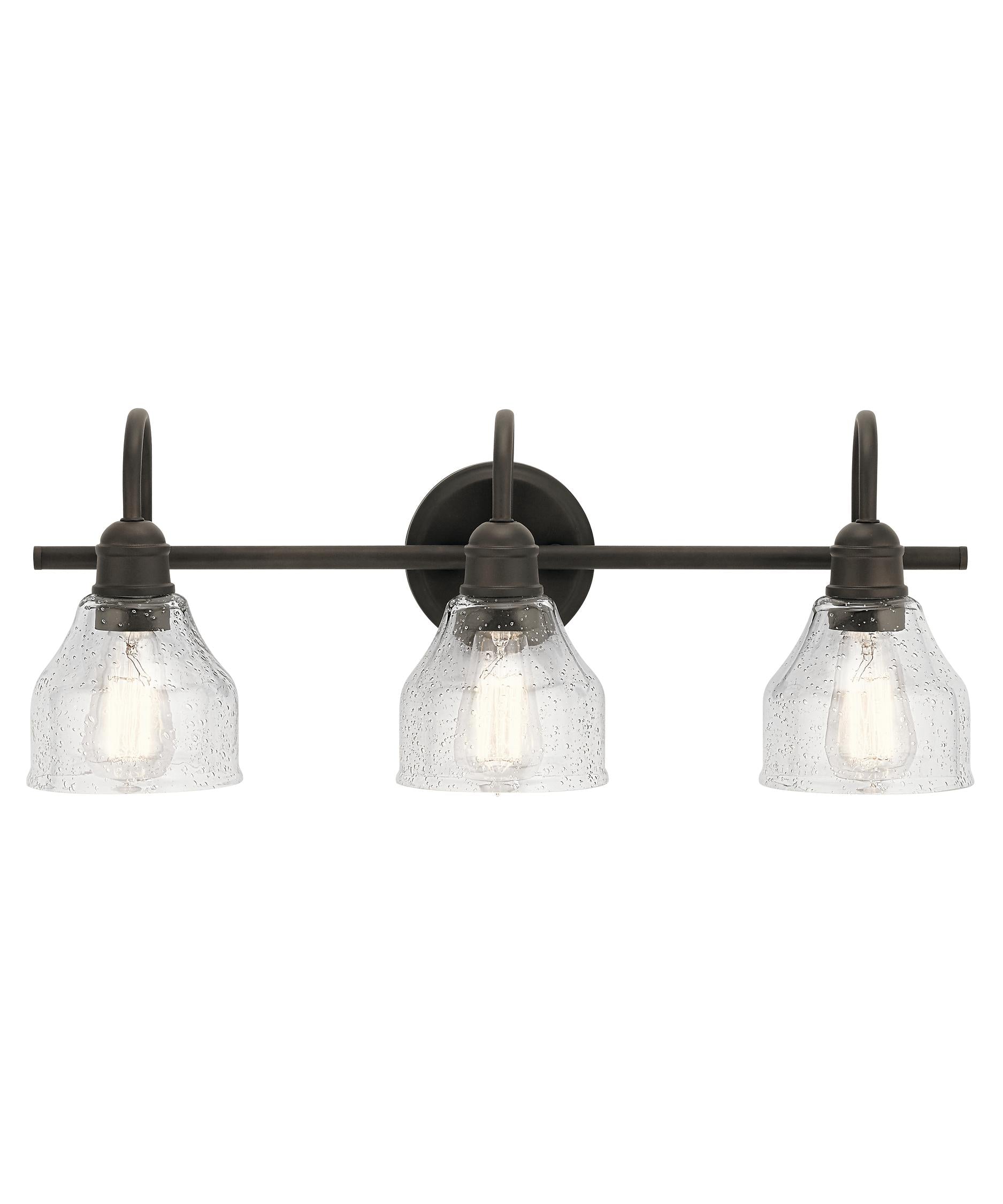 Kichler Avery 24’’ Vanity Bath Light in Olde Bronze® Vintage 3-Light Bathroom Wall Mount Fixtured with Clear Seeded
