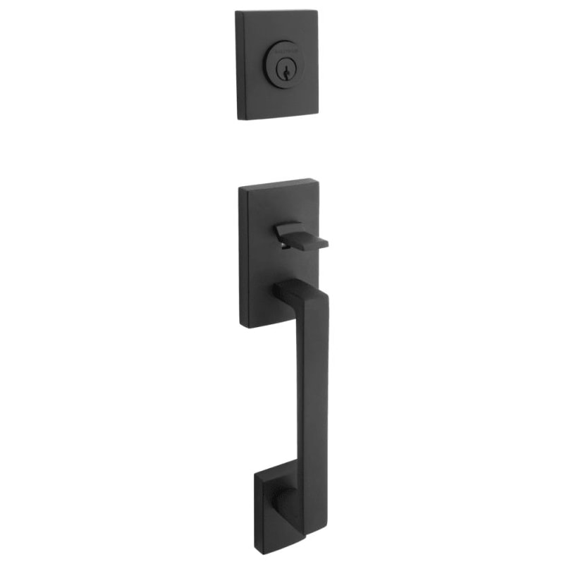Scratch Baldwin SC.LAJxSQU.R.CSR La Jolla Sectional Single Cylinder Keyed Entry Handleset with Interior Square Lever Satin Black