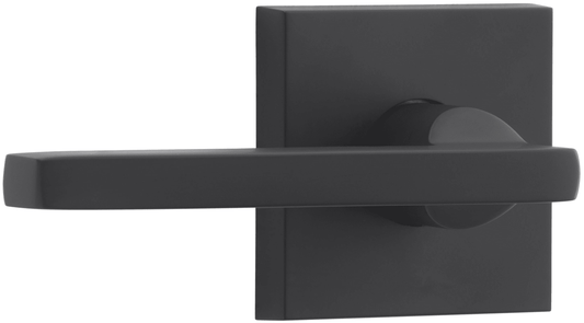 Baldwin PV.SQU.CSR Square Privacy Lever Set with Contemporary Square Rose Satin Black
