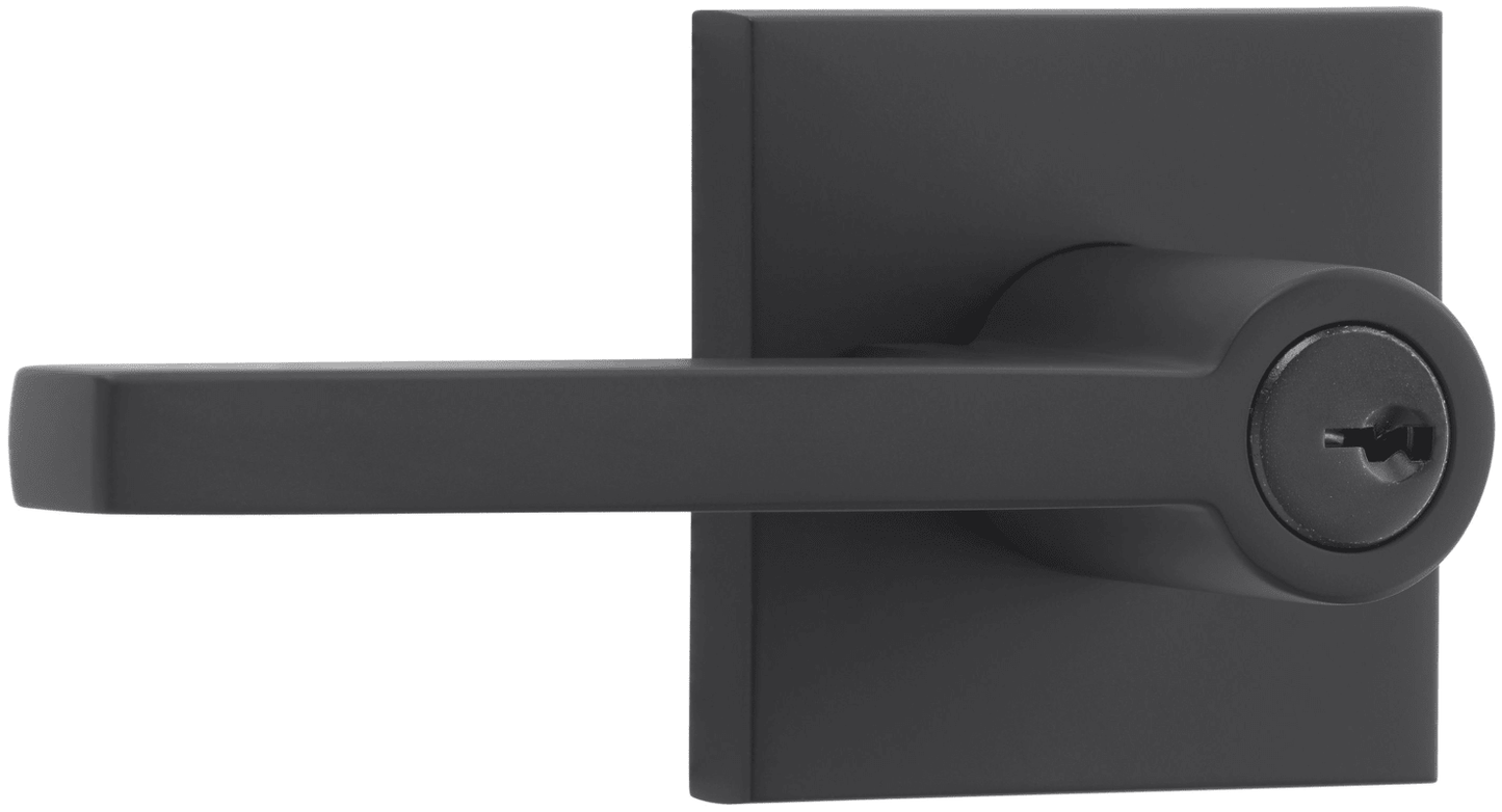 Baldwin Square Single Cylinder Keyed Entry Door Lever Set with Contemporary Square Rose