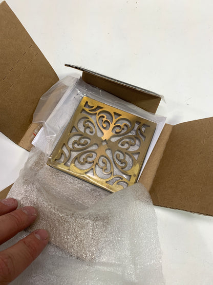 Newport Brass 233-405 Decorative Drains 4" Square Shower Drain Grid Aged Brass