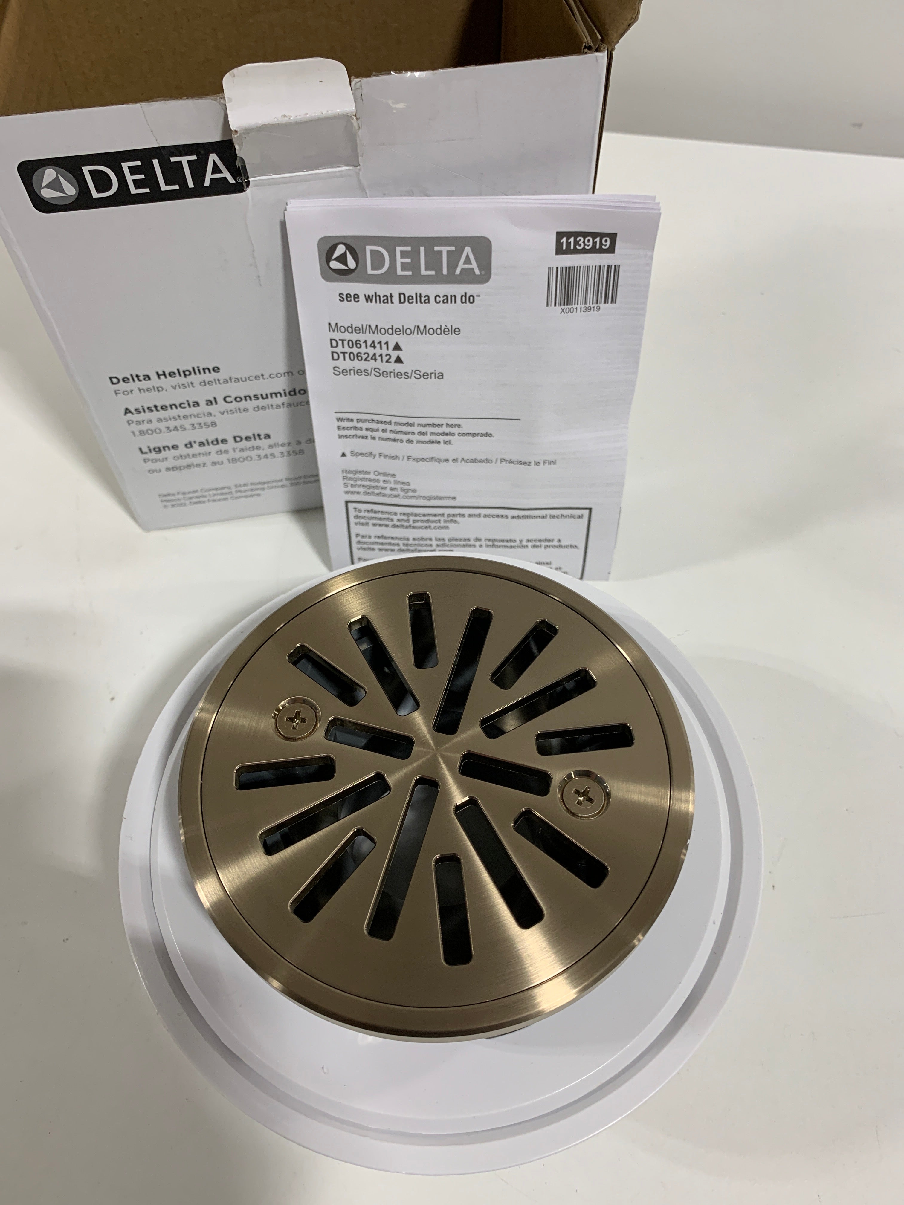 Delta DT061411 4’’ Tile-in Round Shower Drain Champagne Bronze Showers Shower Drains Standard Drains - *Plumbing