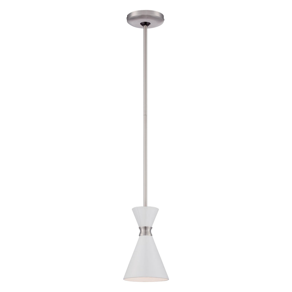 Kovacs P1821-44F Conic 1 Light 5-1/2’’ Wide Mini Pendant with Glitter Gloss White Steel - *Lighting & Electrical