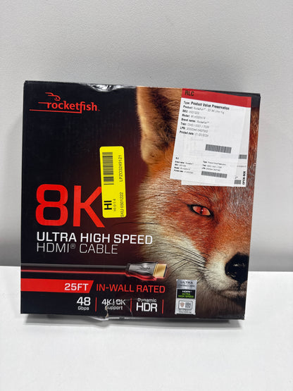 Rocketfish - 25' 8K Ultra High Speed HDMI 2.1 Certified Cable - Black