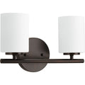 Progress Lighting P2158 Replay 2 Light 13" Wide Vanity Light with Etched Glass Shade Antique Bronze