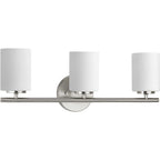 Replay Collection 3-Light Etched White Glass Modern Bath Vanity Light Brushed Nickel