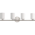Progress Lighting 4-Light Etched White Glass Modern Bath Vanity Light, Replay Collection, Brushed Nickel (P2160-09)