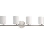 Progress Lighting 4-Light Etched White Glass Modern Bath Vanity Light, Replay Collection, Brushed Nickel (P2160-09)