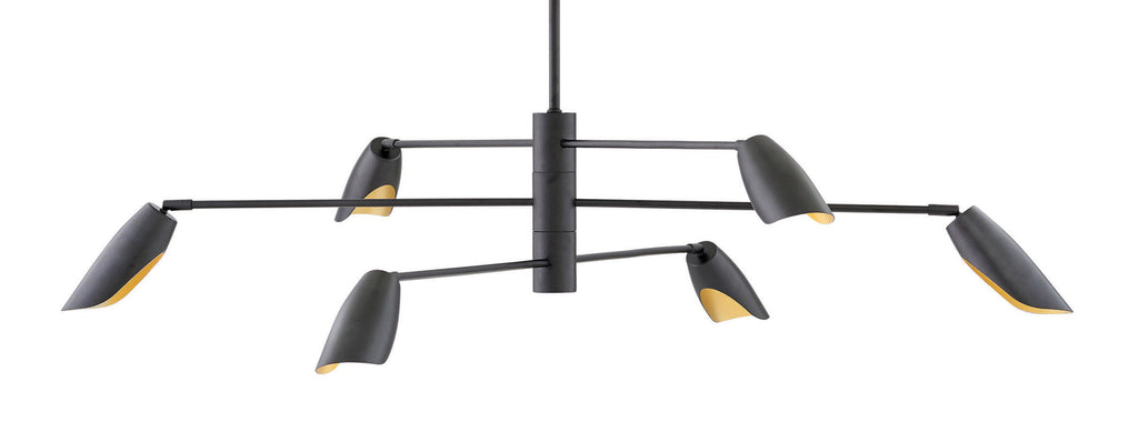 Fredrick Ramond FR35806 Bowery 6 Light 50" Wide LED Chandelier Black Indoor Lighting Chandeliers