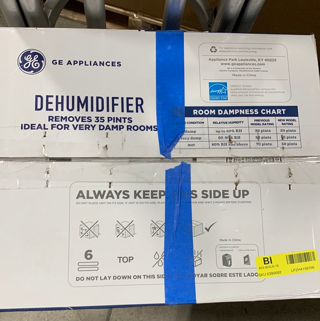 Used GE - 50-Pint Portable Dehumidifier with 3 Fan Speeds - White