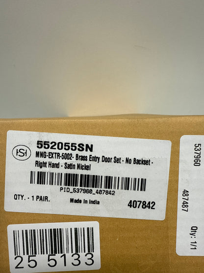 Signature Hardware 479121 Aurick Right Handed Solid Brass Keyed Entry Door Lever Set with 2-3/4" Backset - Satin Nickel