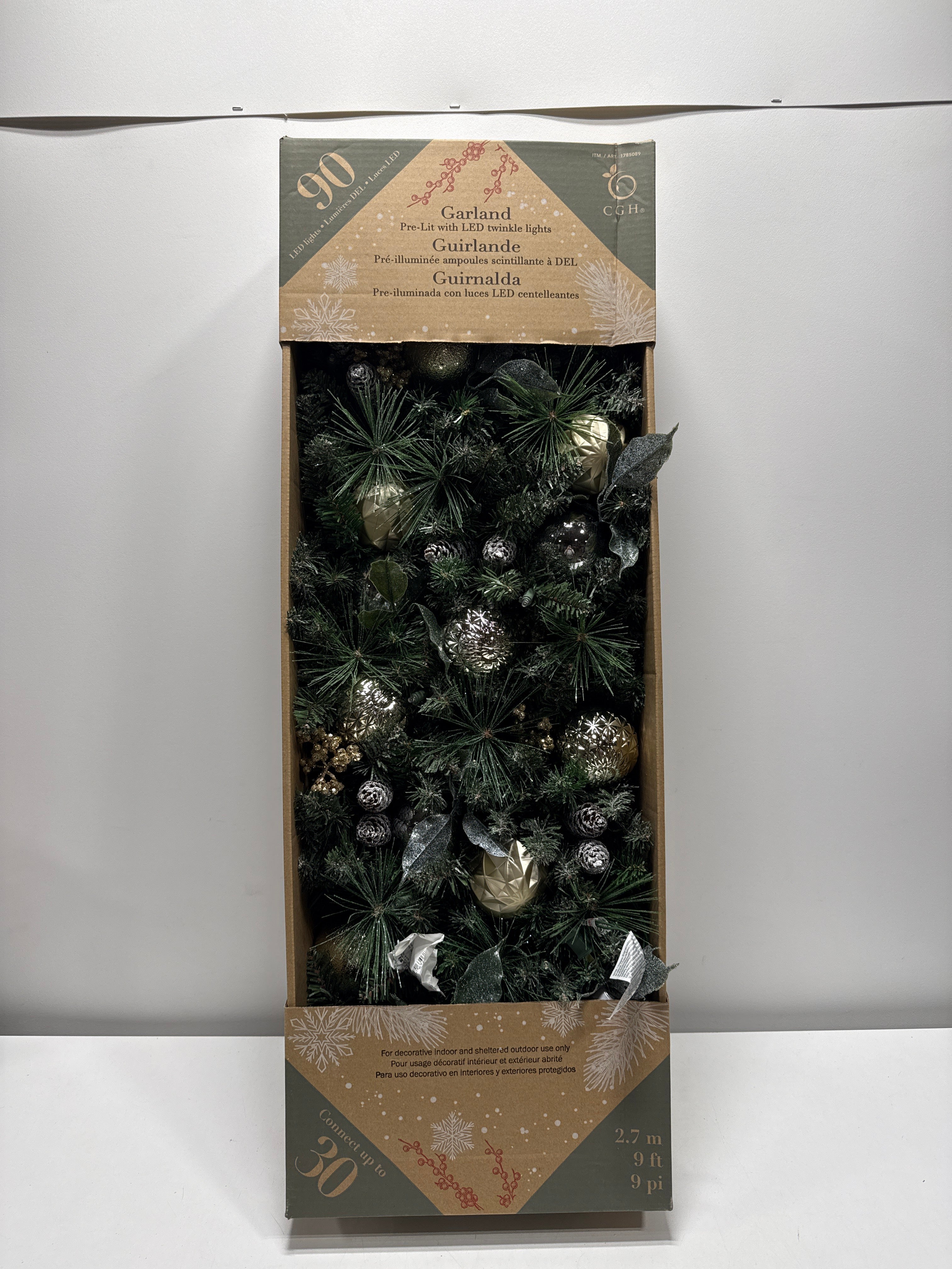 Kirkland 9’ Decorated Garland with Pre-Lit Micro LED LIghts Assorted Colors - *Christmas & Seasonal