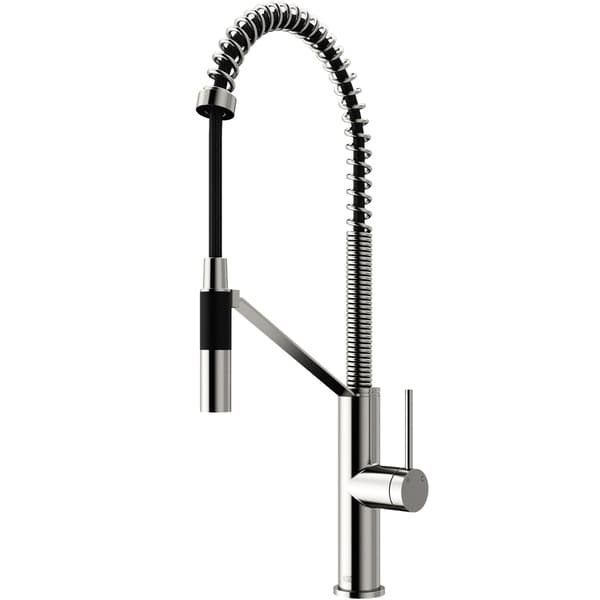 Vigo VG02027 Livingston 1.8 GPM 24" Single Hole Pre-Rinse Pull Down Kitchen Faucet with DockLock Technology Stainless Steel