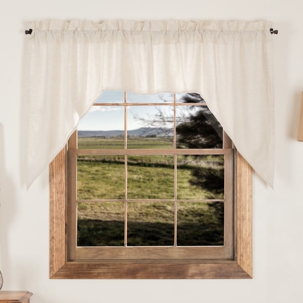 VHC Brands Simple Life Flax Natural Country Farmhouse Window Curtain Swag Set of 2 36x36x16