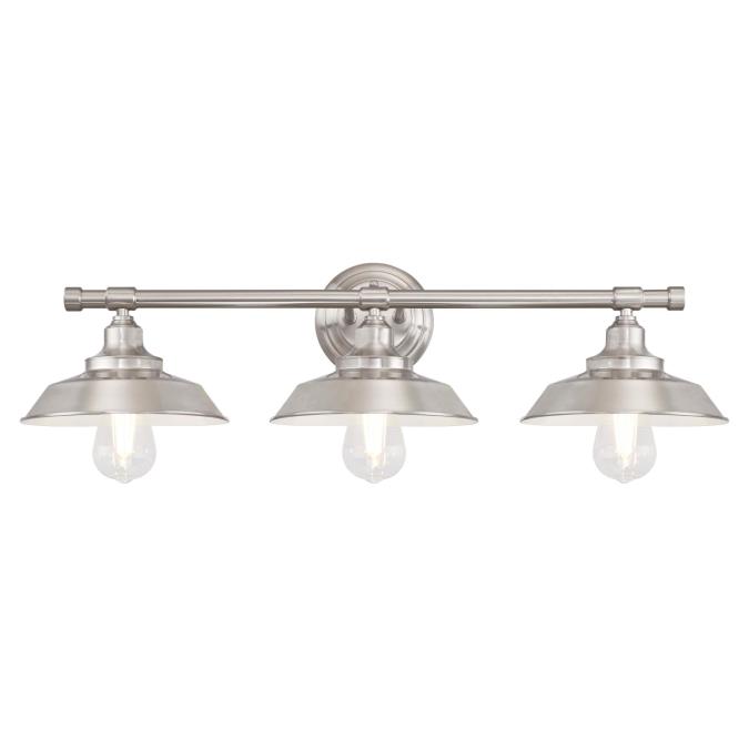 Iron Hill 3-Light Brushed Nickel Wall Mount Bath Light