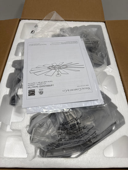 Monte Carlo 14PRR62AGPD Prairie Windmill Energy Star 62" Outdoor Ceiling Fan with LED Light and Hand Remote Control, 14 Wood Blades, Aged Pewter