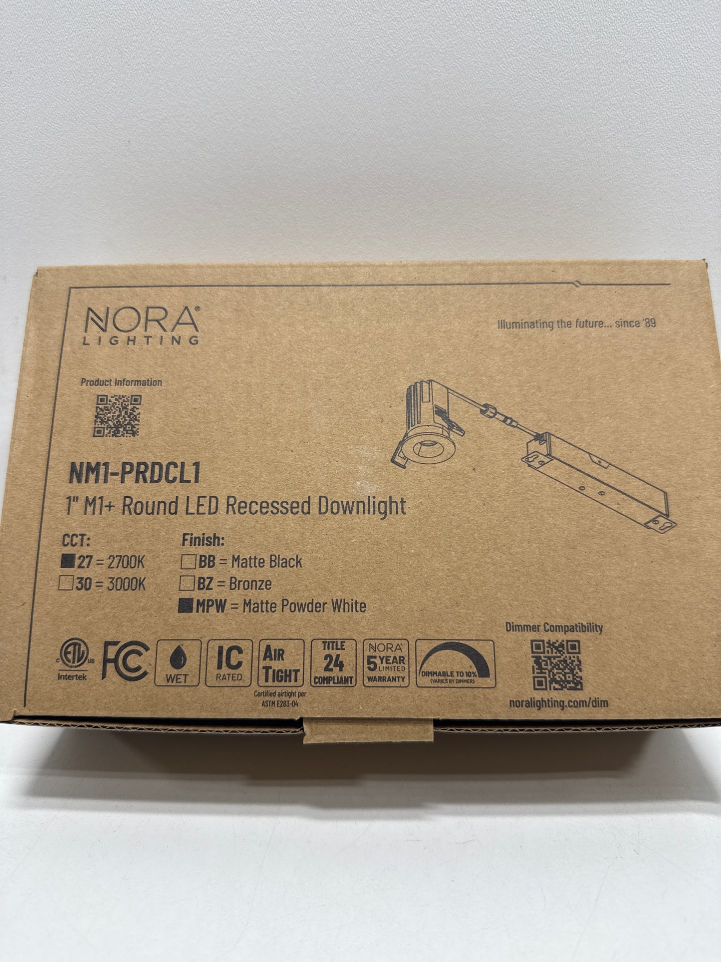 Nora Lighting Nm1-Prdcl127 M1 LED Canless Recessed Fixture - White