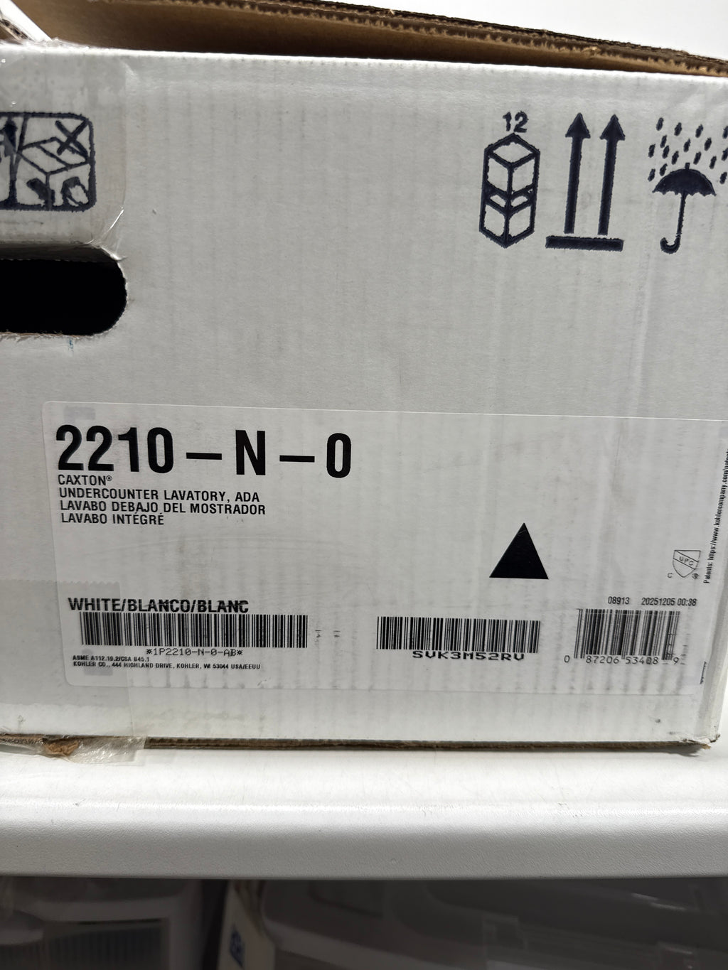 Kohler K-2210-N-0 1-Bowl Undermount Bath Sink w/Sealed Overflow White