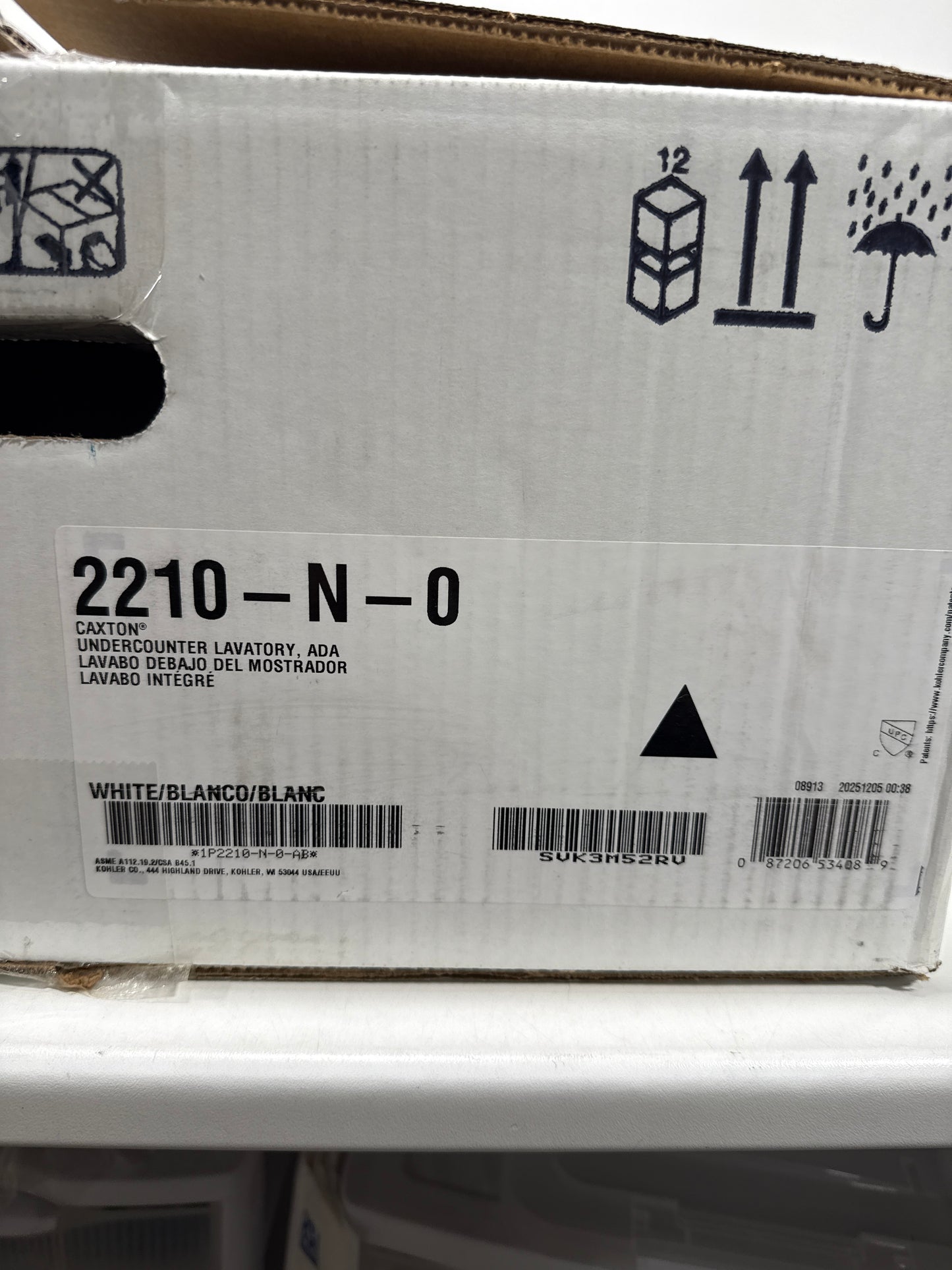 Kohler K-2210-N-0 1-Bowl Undermount Bath Sink w/Sealed Overflow White