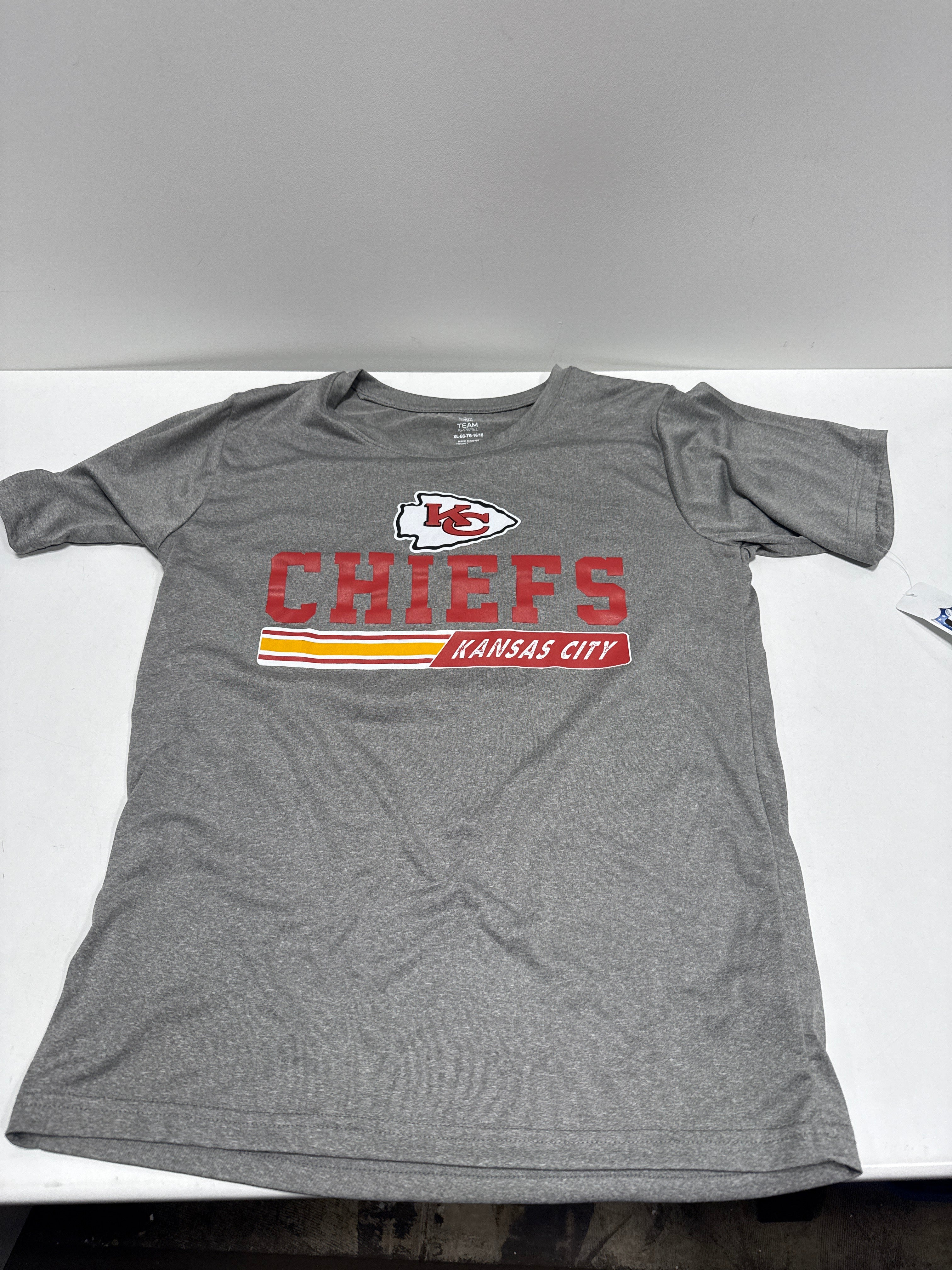 NFL Kansas City Chiefs Boys' Gray Heather Short Sleeve Poly T-Shirt - XL