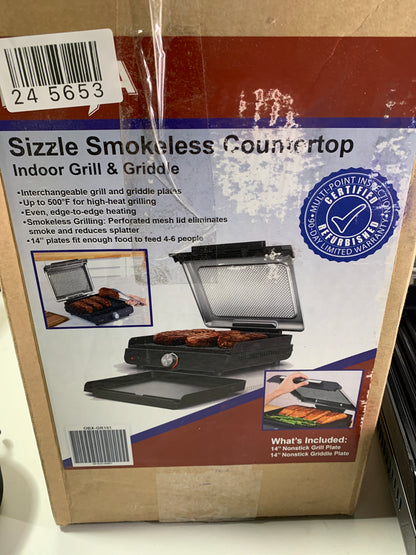 Used Ninja -Sizzle Smokeless Countertop Indoor Grill & Griddle with Interchangeable Grill and Griddle Plates - Gray/Silve