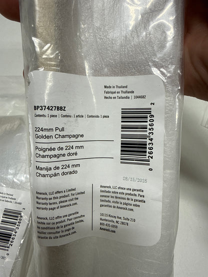 2 x Amerock Merced 8-13/16 Inch (224mm) Center-to-Center Golden Champagne Cabinet Pull