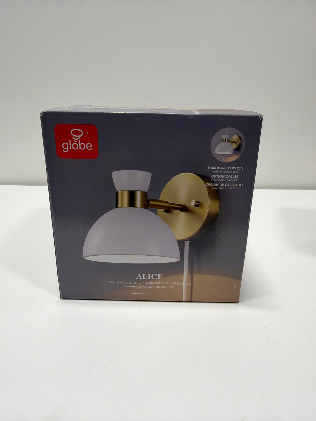 Alice 6.5 in. 1-Light Matte Brass Wall Sconce Light with Plug-in/Hardwire Matte White Pivoting Shade for Indoor Use