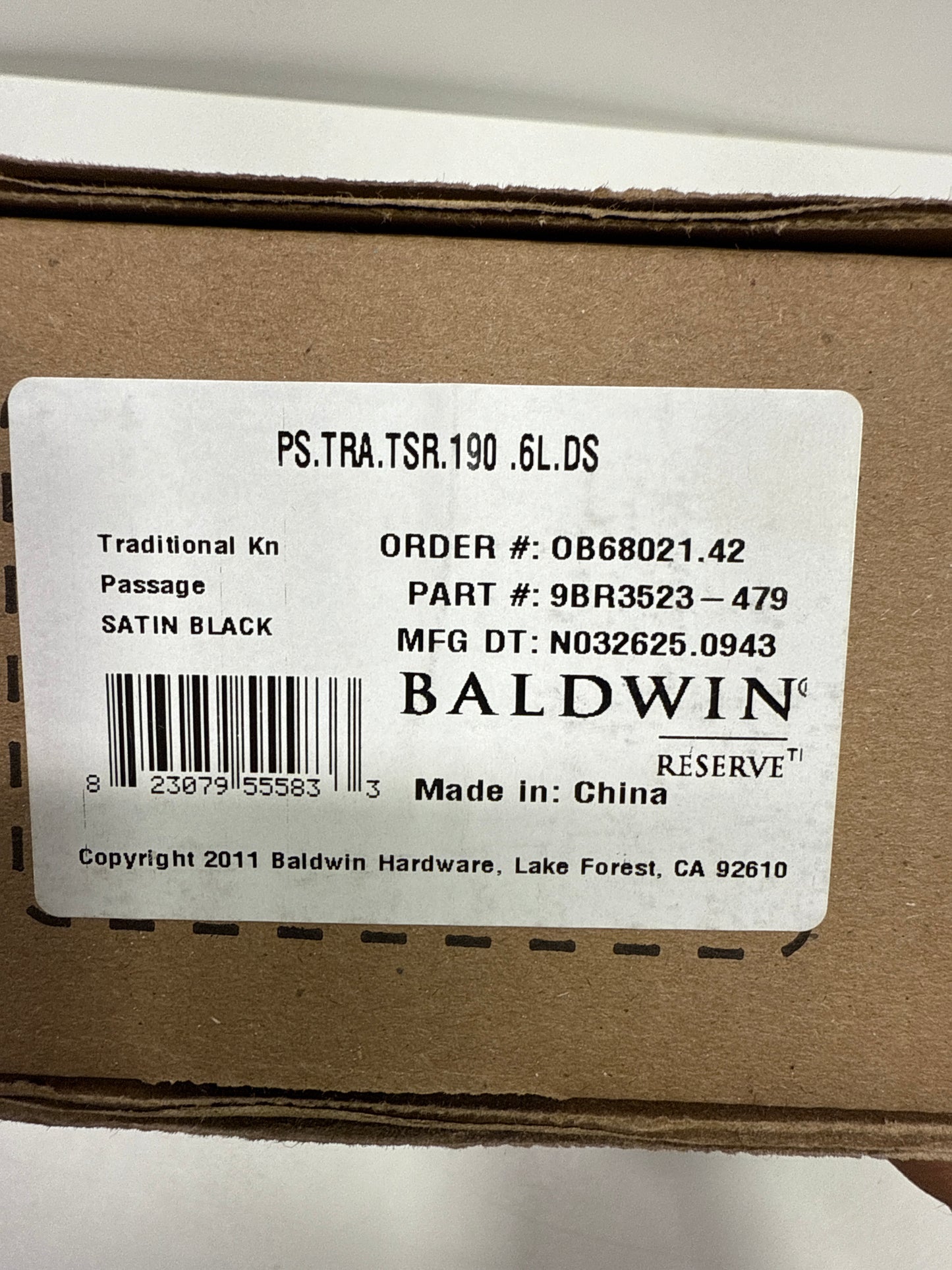 Passage Traditional Knob and Traditional Square Rose with 6AL Latch and Dual Strike Satin Black