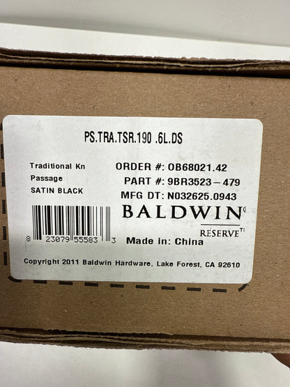 Passage Traditional Knob and Traditional Square Rose with 6AL Latch and Dual Strike Satin Black