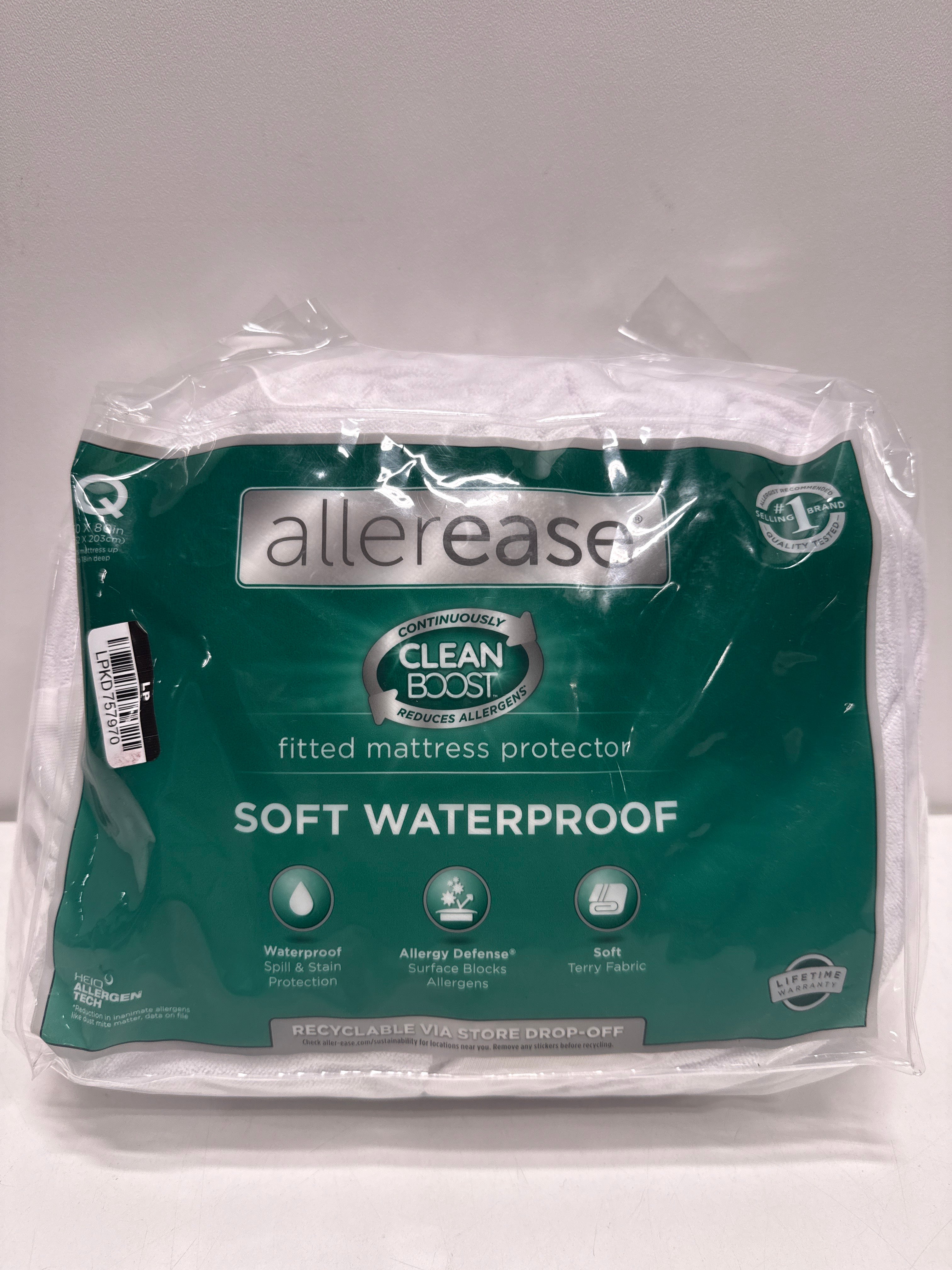 Allerease Queen Clean Boost Waterproof Fitted Mattress Protector: Hypoallergenic OEKO-TEX Certified - *Bedding