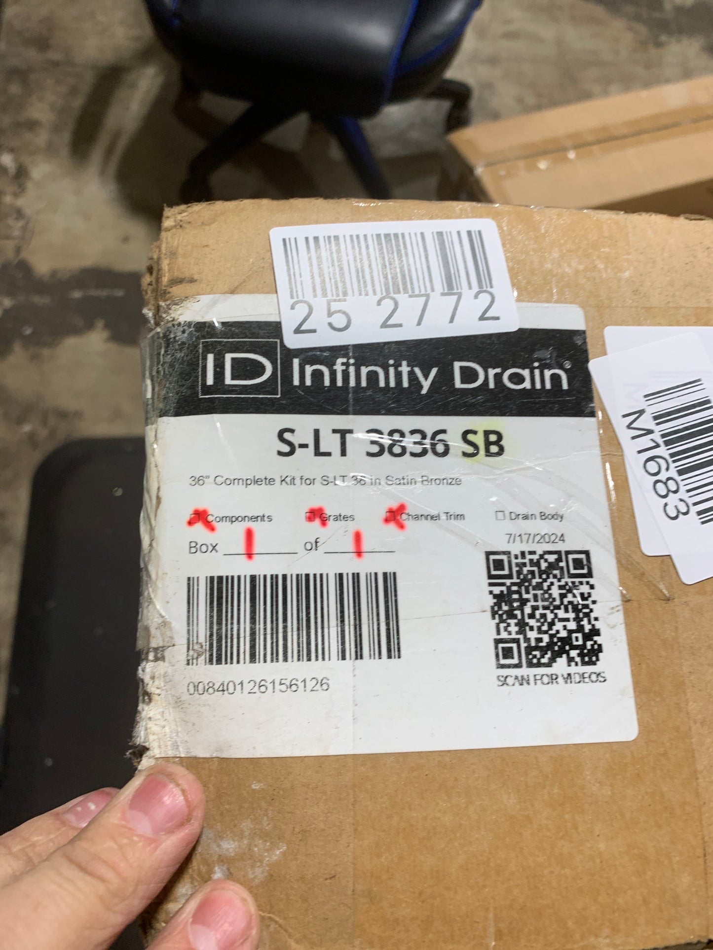 Infinity Drain S-LT 3836 36" Site Sizable Stainless Steel Low Profile Linear Drain Kit with 1 1/2" Perforated Offset Slot Grate