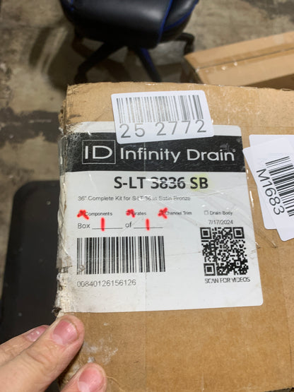 Infinity Drain S-LT 3836 36" Site Sizable Stainless Steel Low Profile Linear Drain Kit with 1 1/2" Perforated Offset Slot Grate