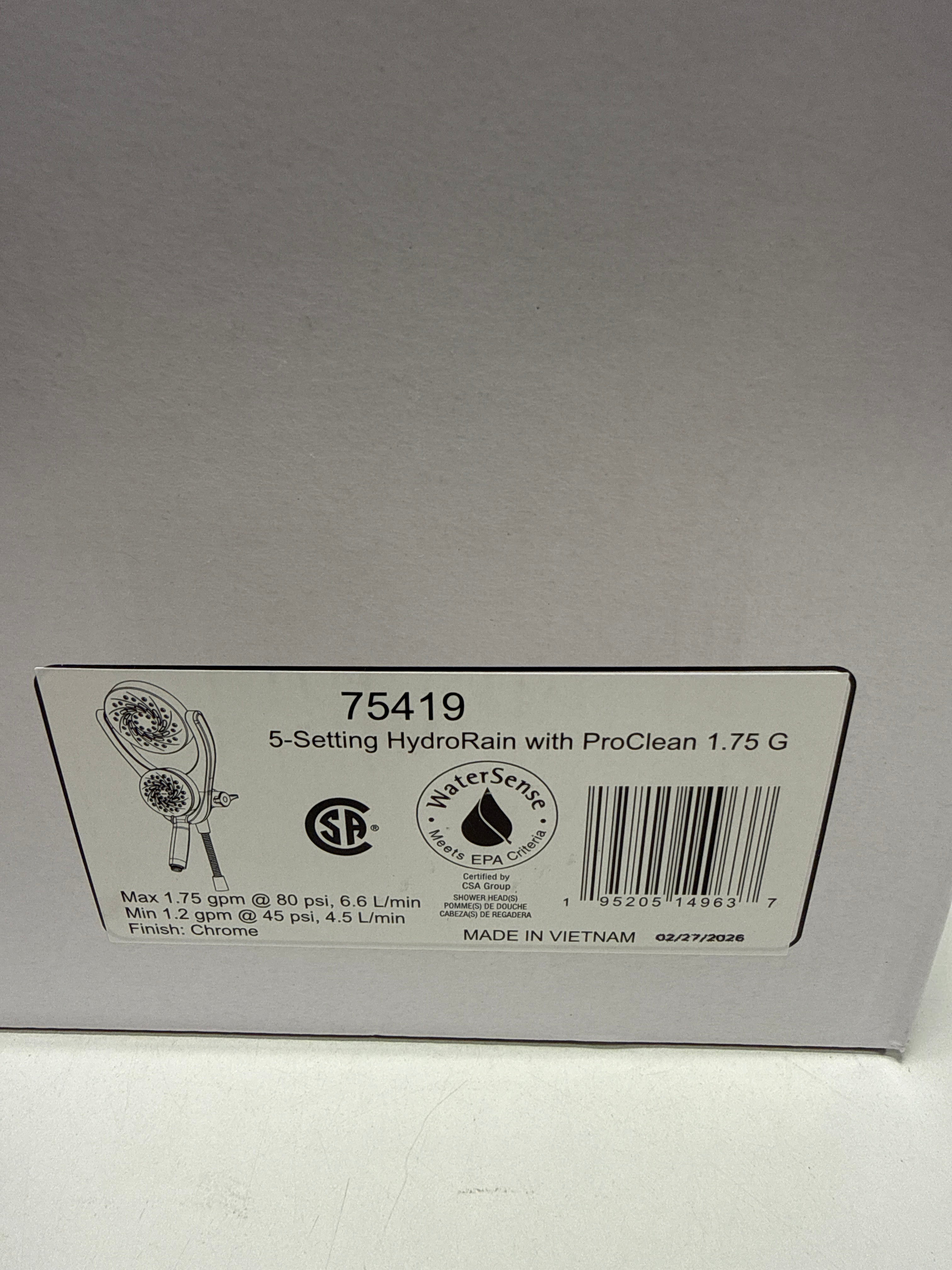 Delta 75419 Hydrorain 1.75 GPM 2-In1 Shower Head and Hand Shower - Chrome