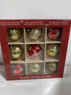 Kirkland 9 Piece Glass Christmas Ornaments Hand Decorated - *Christmas & Seasonal