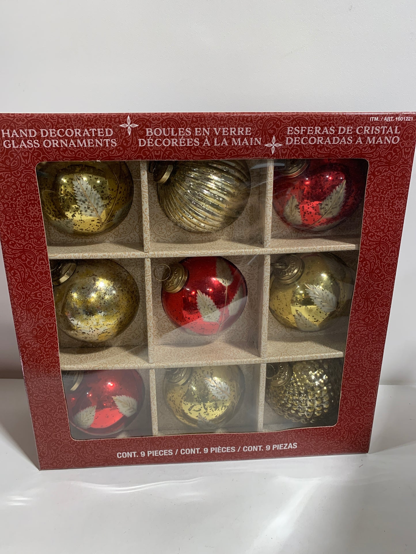 Kirkland 9 Piece Glass Christmas Ornaments Hand Decorated