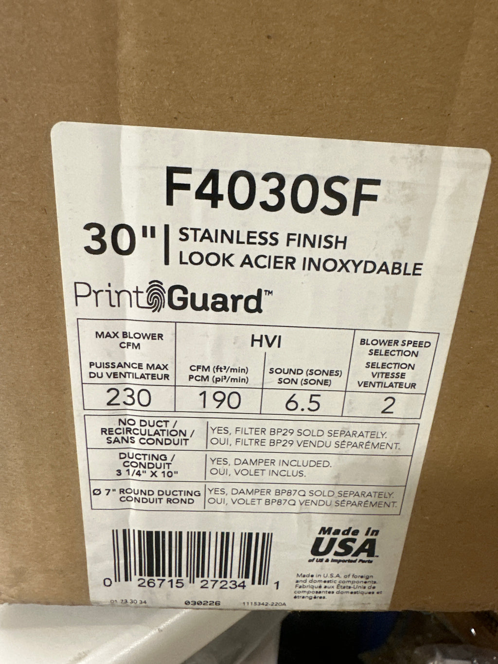 Broan F4030 160 - Stainless Finish