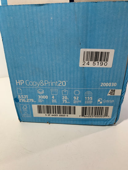 HP Printer Paper Copy & Print 20lb 8.5x11 4 Bulk Packs White 3000 Sheets