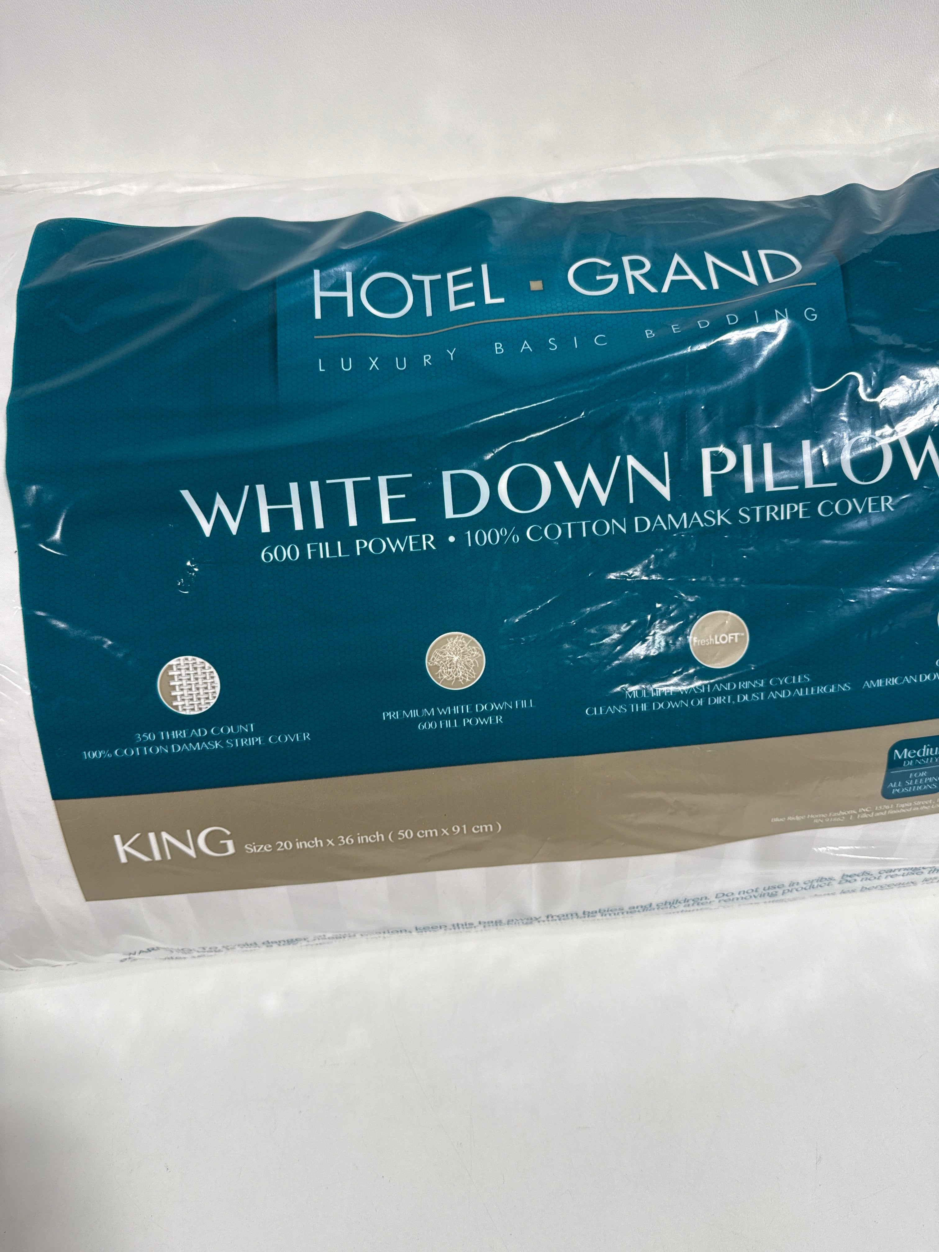 Hotel Grand White Down Pillow king - *Bedding