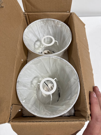 Simple Designs 8.78 in. Off White Mini Ceramic Globe Table Lamp (2-Pack)