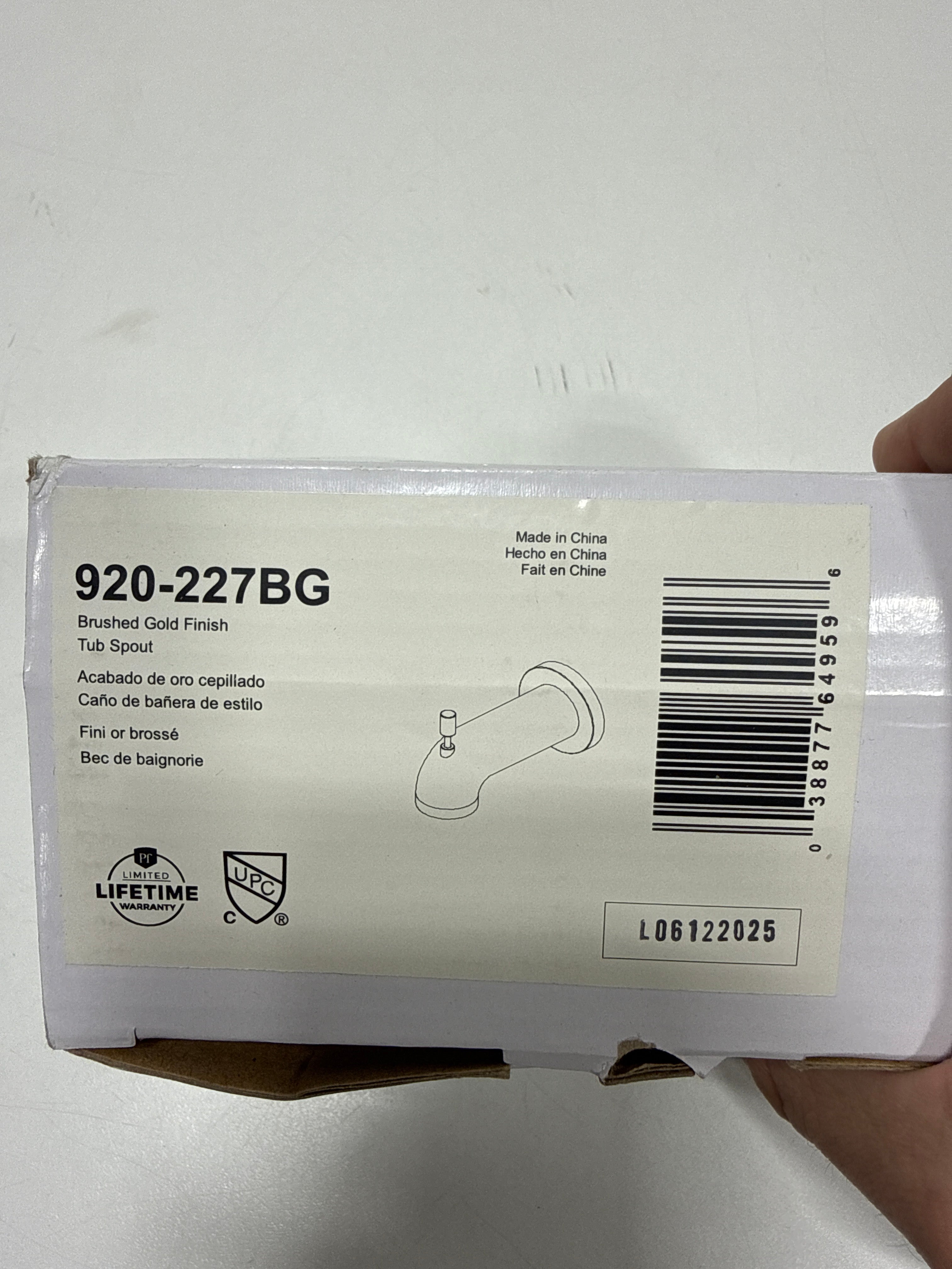 Pfister Quick Connect 5-3/16" Integrated Diverter Tub Spout Model: 920-227BG Pfister Quick Connect 5-3/16" Integrated Diverter Tub Spout Model: 920-227BG