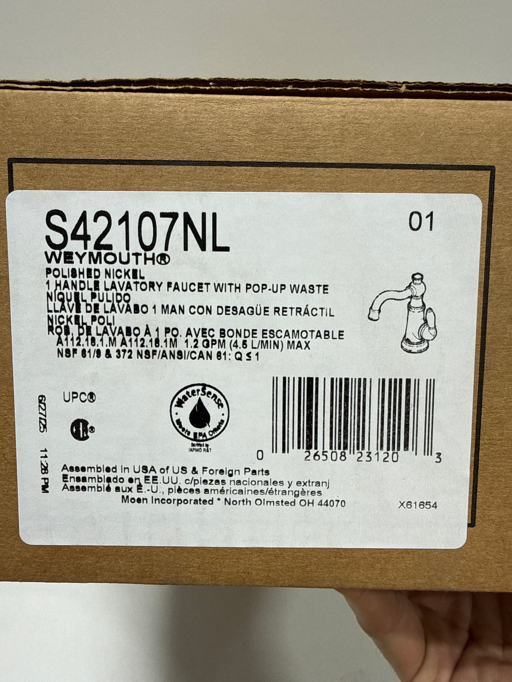 Moen S42107NL Weymouth Single Handle Monoblock Bathroom Sink Faucet in Polished Nickel