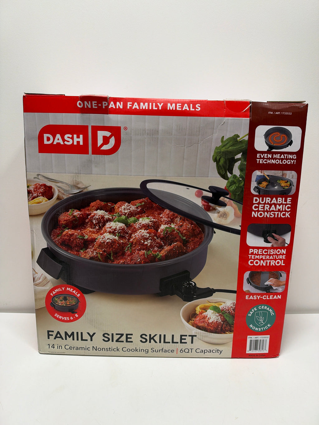 Defect Dash 14” Family Size Electric Skillet, Ceramic