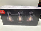 Bailey 23.5 in. 3-Light Matte Black Vanity Light with Clear Glass Shades for Bathroom or Bedroom