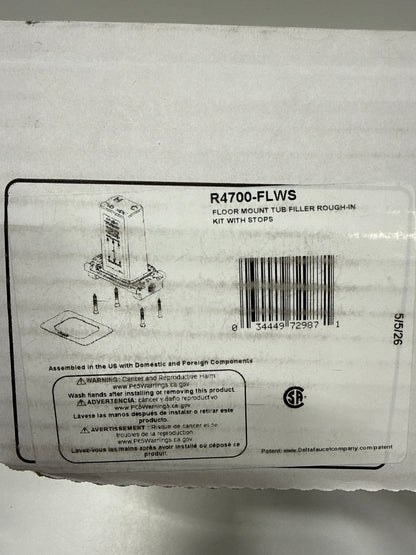 Delta Trinsic Floor Mount Tub Filler Rough-in Kit with Stops R4700-FLWS