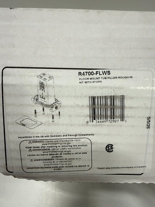 Delta Trinsic Floor Mount Tub Filler Rough-in Kit with Stops R4700-FLWS